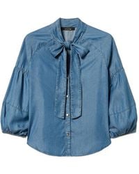 Twinset - Balloon-Sleeved Denim Shirt - Lyst
