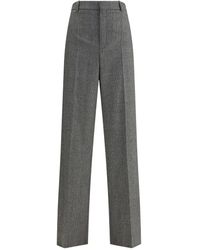 Saint Laurent - Check-Pattern Wool Trousers - Lyst