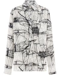 Ferragamo - Graphic-print Silk Shirt - Lyst