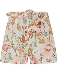 Hemant & Nandita - Ezra Floral-Print Belted Shorts - Lyst