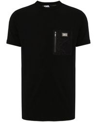 Karl Lagerfeld - T-shirt girocollo con placca logo - Lyst