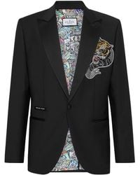 Philipp Plein - Blazer Met Enkele Rij Knopen - Lyst