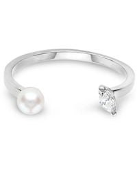 Delfina Delettrez - 18kt White Gold Dots Diamond And Pearl Ring - Lyst