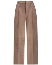 Manière De Voir - Solene Suede Wide-Leg Pleated Pants - Lyst