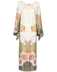 La DoubleJ - Floral-Print Silk-Satin Maxi Dress - Lyst