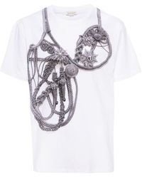 Alexander McQueen - Trompe-l'œil Harness-print Cotton T-shirt - Lyst