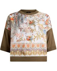 Etro - Floral-Print Inserted Knit Top - Lyst