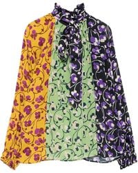 La DoubleJ - Floral-Print Patchwork Blouse - Lyst