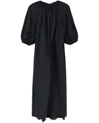 LAMRONS - Drawstring-Waist Puff-Sleeve Dress - Lyst