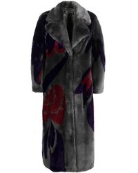 Alberta Ferretti - Abstract-Print Faux-Fur Coat - Lyst