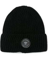 C.P. Company - Ribbed-Knit Logo-Patch Beanie Hat - Lyst
