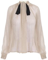 Elisabetta Franchi - Crepon Blouse With Micro-Polka Dot Print - Lyst
