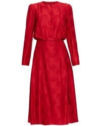 Valentino Garavani - Silk Long-Sleeve Midi Dress - Lyst
