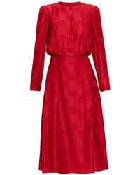 Valentino Garavani - Silk Long-Sleeve Midi Dress - Lyst