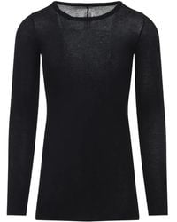 Rick Owens - Cotton Ribbed Long Sleeves T-Shirt - Lyst