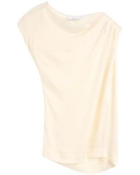 Bondi Born - Ardea Hammered-Satin Draped Blouse - Lyst