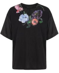 Maison Margiela - Floral-Print V-Neck T-Shirt - Lyst