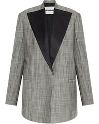 Jil Sander - Satin-Lapel Checked Jacket - Lyst