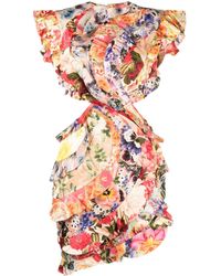 Zimmermann - Wonderland Floral-print Linen And Silk-blend Mini Dress - Lyst