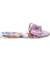 Dolce & Gabbana - Floral Beachwear Slide Sandals For - Lyst