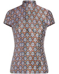 Etro - Floral-jacquard Short-sleeve Top - Lyst