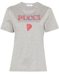 Emilio Pucci - Logo-embroidered Cotton T-shirt - Lyst