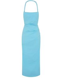 Paris Georgia Basics Sammy Fitted Satin Midi Dress in Green | Lyst