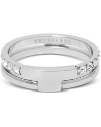 Trussardi - Embellished Band Ring - Lyst