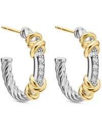 David Yurman - 18K And Sterling Petite Helena Wrap Diamond Hoop Earrings - Lyst