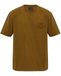 Etro - Cotton Jersey T-Shirt With Raised Pegaso Logo - Lyst