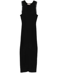 Twinset - Lace-Trim Ribbed Midi Dress - Lyst