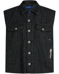 KARL LAGERFELD - Pinstripe Denim Gilet - Lyst