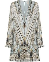 CAMILLA - Mini-Jurk Verfraaid Met Kristallen En Print - Lyst