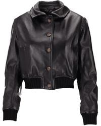 LA ROSE - Buttoned Leather Jacket - Lyst