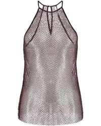 Patrizia Pepe - Top de malla con cuello redondo - Lyst