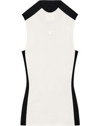 Courreges - Top sin mangas de canalé Contrast Frame - Lyst