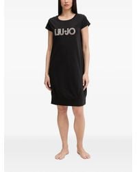 Liu Jo - Logo-Print Short-Sleeve Midi Dress - Lyst