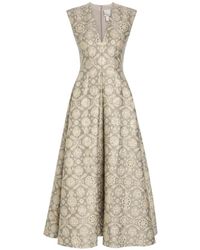 Huishan Zhang - Floral-Brocade V-Neck Maxi Dress - Lyst