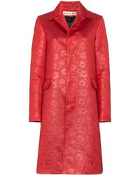 Marni Mantel Met Bloemreliëf - Rood