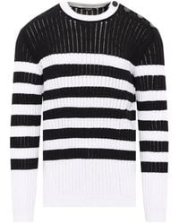 Balmain - Marinière Ribbed-Knit Sweater - Lyst