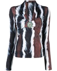 Roberto Cavalli - Animal-Print Long-Sleeve Top - Lyst