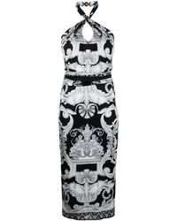 Versace - Barocco-print Cut-out Midi Dress - Lyst