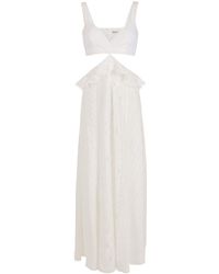 Martha Medeiros Maisa Ruffle-embellished Cutout Lace Dress - White