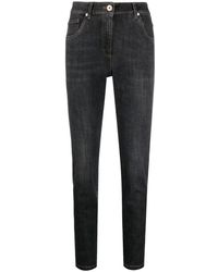 Brunello Cucinelli - Skinny-Jeans mit hohem Bund - Lyst