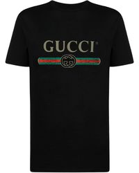Gucci - T-shirt Oversize En Jersey De Coton Imprimé Effet Vieilli - Lyst