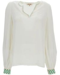 Emporio Sirenuse - Vera Embroidered Silk Blouse - Lyst