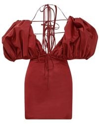 LAQUAN SMITH - Puff-Sleeve Midi Dress - Lyst