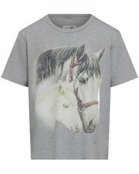 MM6 by Maison Margiela - Horse-Portrait Print T-Shirt - Lyst
