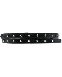 Alexander McQueen - Double Belt In Smooth Leather With Silver Studs - Lyst