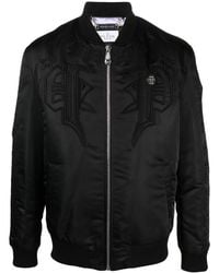 Philipp Plein - Logo-Embroidered Satin Bomber Jacket - Lyst